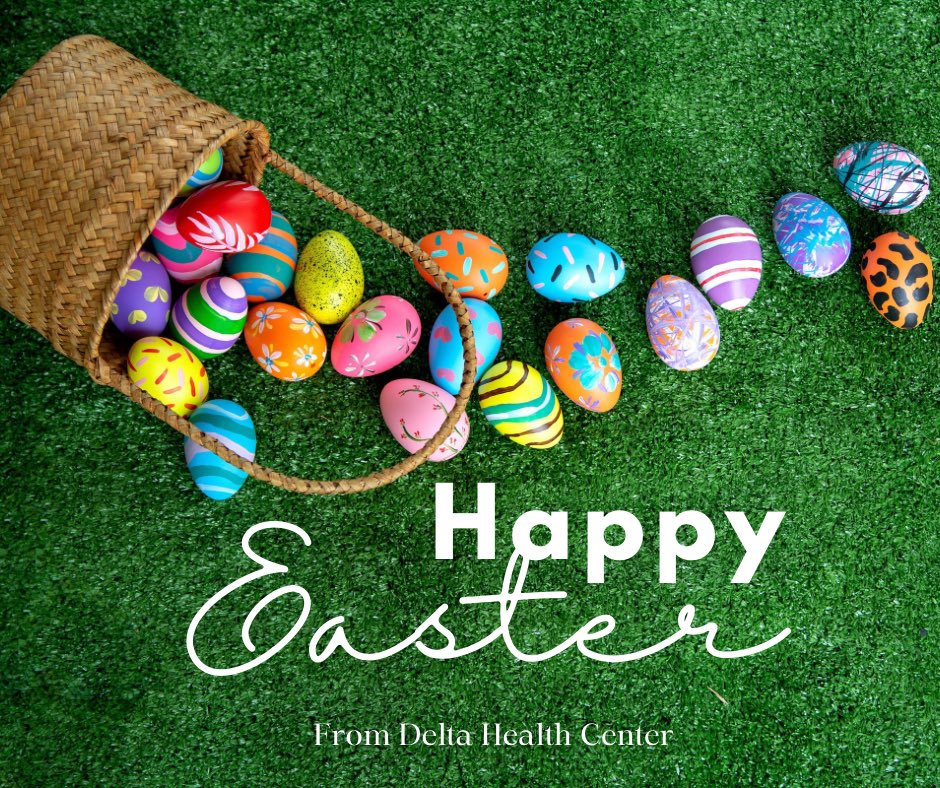 🌸🐣 Happy Easter from all of us at Delta Health Center, Inc.! 🐰🌷

Whether you're spending time with family, enjoying some fresh air, or simply resting, take a moment to care for your health and well-being. 

From our Delta Health family to yours Happy Easter! 💐
#HappyEaster