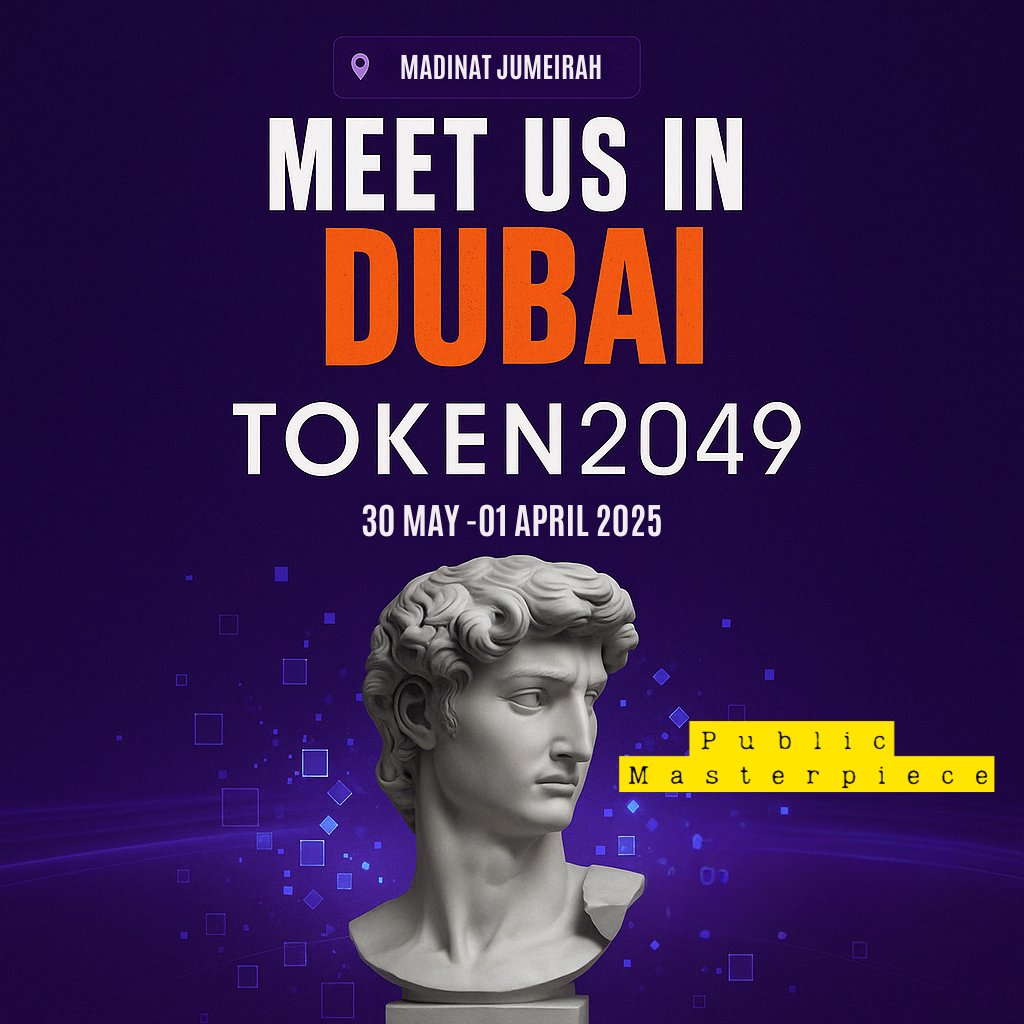 🚨 Meet PMT at TOKEN2049 Dubai 🚨

<a href="/token2049/">TOKEN2049</a>  brings together the most influential voices in crypto and Public Masterpiece is right in the middle of it.

From real-world assets to blockchain-certified masterpieces, we’re pioneering how the world interacts with art, ownership,