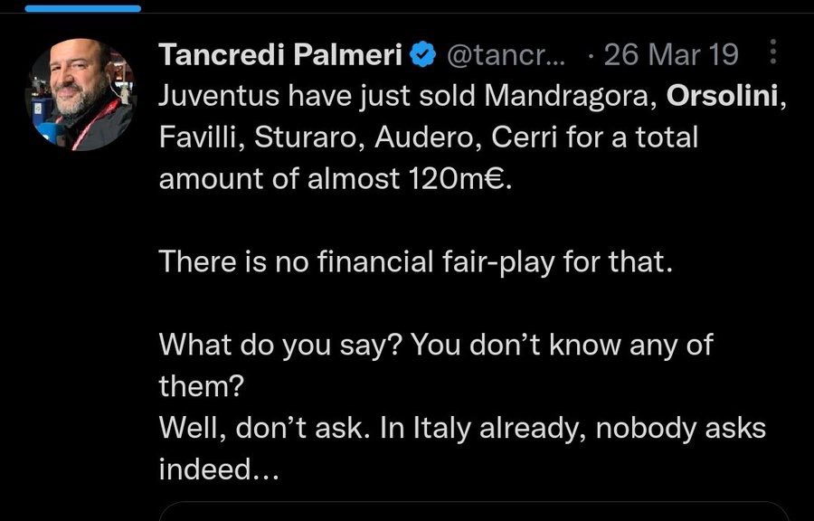 estreetnet's tweet photo. @tancredipalmeri  il financial fairplay te lo ha messo nel culo.
Sei una macchietta https://t.co/TeyIRkeRM1