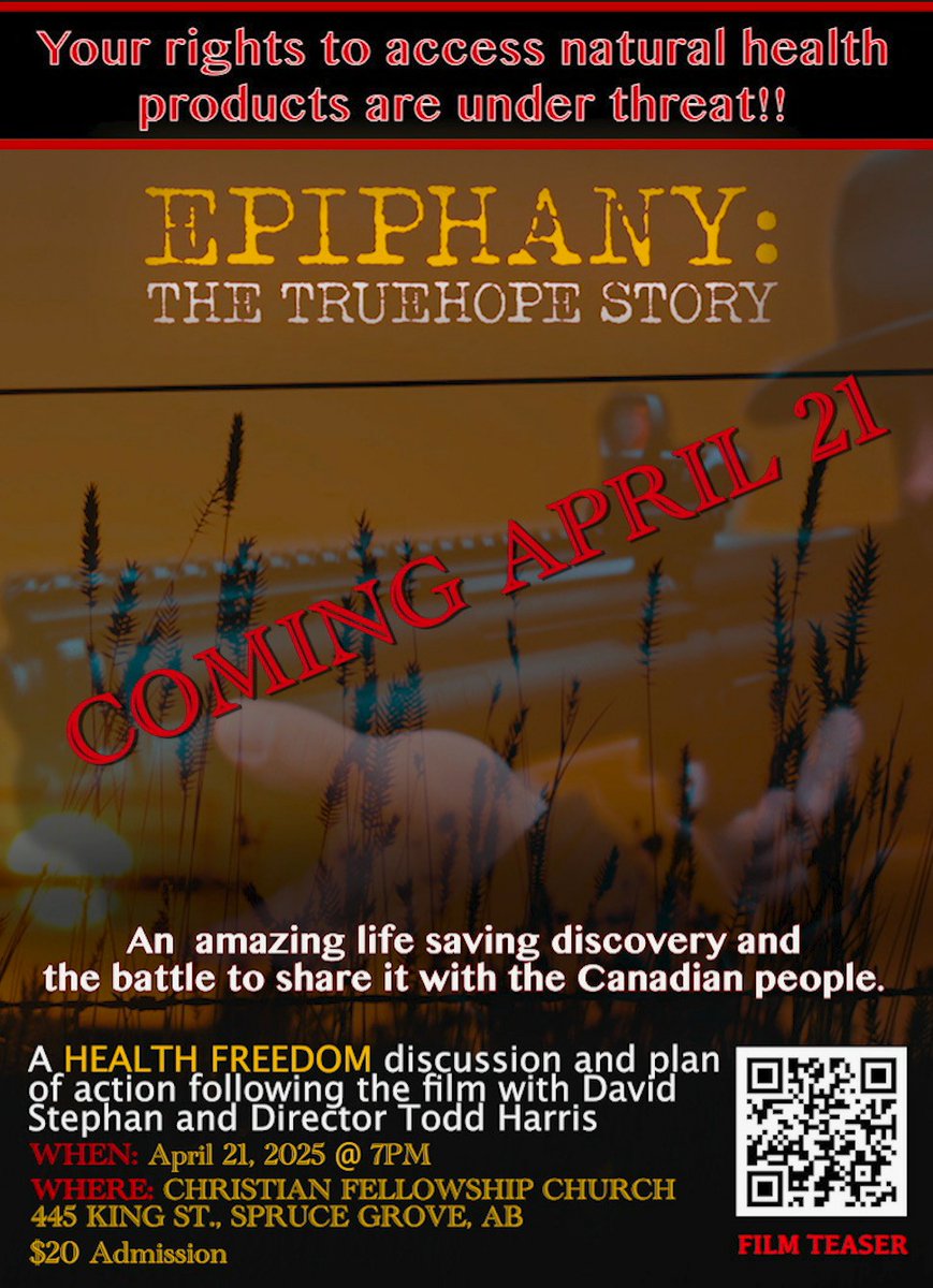 Please join me tomorrow Monday in Spruce Grove to hear about the Truehope Story.