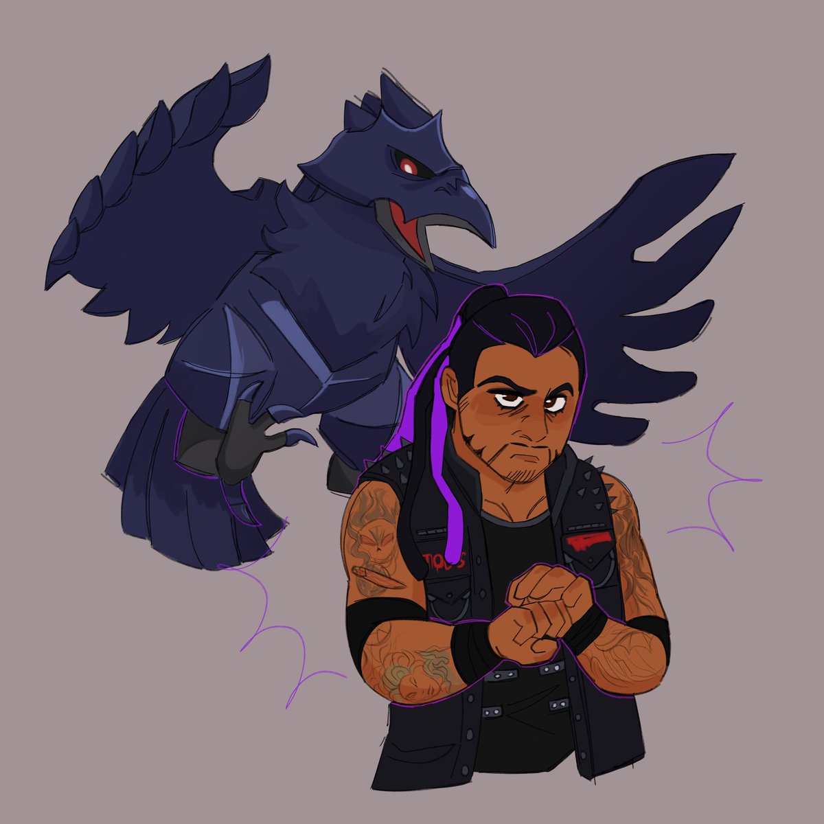 helvetesfnster's tweet photo. ⚖️🐦‍⬛ Wrestling x Pokémon, Damian Priest and Corviknight!! #WrestleMania https://t.co/zMut8XKMdZ