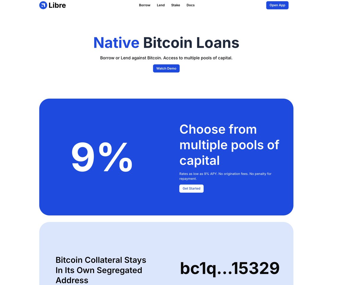 Bitcoin Libre has now launched. https://t.co/Hppg98lk5f Get loans against  your NATIVE Bitcoin. Your Bitcoin collateral is NOT POOLED - you get the  SAME Bitcoin back at the end.