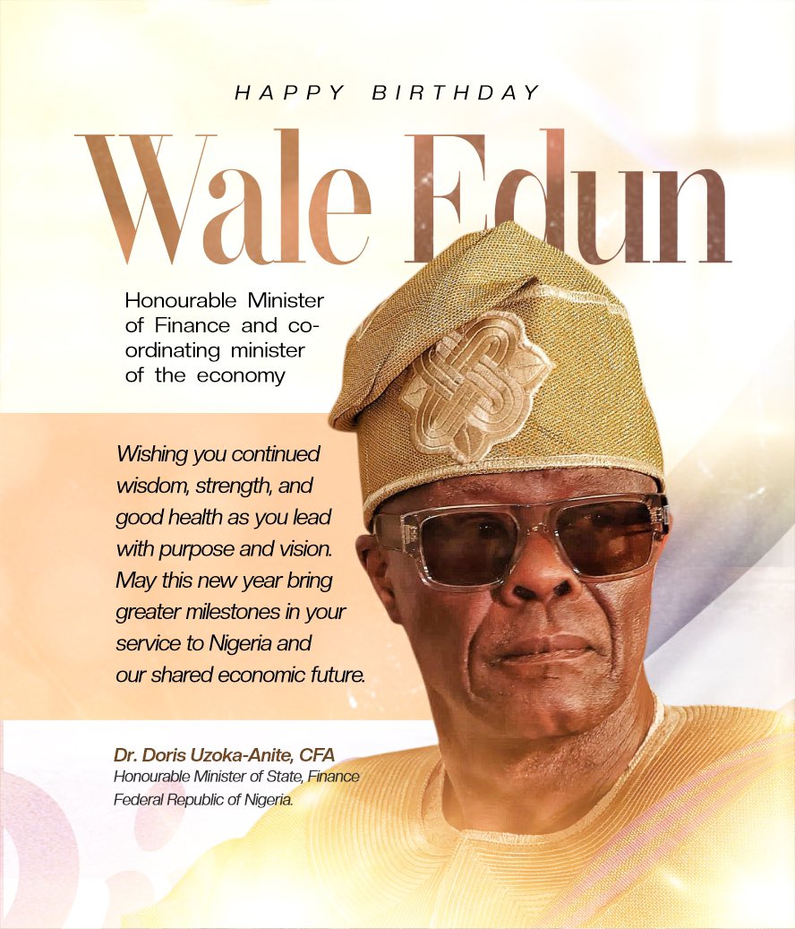 Celebrating a remarkable servant of Nigeria today! 🇳🇬✨ Join me in wishing the Honourable Minister of Finance and Coordinating Minister of the Economy continued success and good health on his special day. His leadership continues to shape Nigeria's economic future with wisdom and