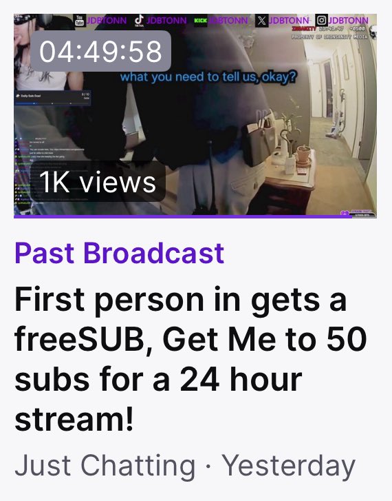 Ton2Oppy's tweet photo. Hit 1k views on a just under 5 HR Stream, &amp; 10 GIFTED SUBS, I can’t be more happy than this no cap 🤞🏽🔥 We Working Ya make sure ya SUBSCRIBE &amp; FOLLOW me on twitch @ JDBTonn 💜
https://t.co/3B8K8N6sb4 https://t.co/CpfXtFIEoN