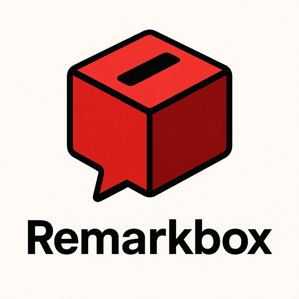 Remarkbox's tweet photo. Create image

:root {   --black: 0, 0, 0;   --white: 255, 255, 255;   --red: 170, 0 , 0;   --red-light: 212, 0 , 0;   --red-dark: 128, 0 , 0;   --red-darker: 96, 0 , 0; }

make me a logo for Remarkbox

3d cube like thought bubble with a slot to slide comments or votes at the top. https://t.co/cENpW0HOt6
