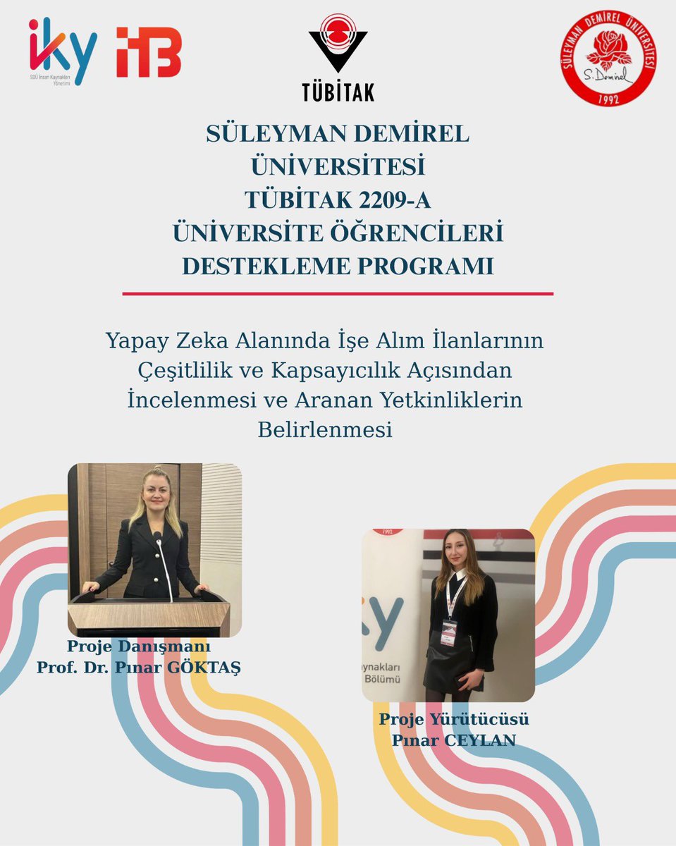sduiky's tweet photo. TÜBİTAK 2209-A 2024/1 kapsamında, bölümümüz danışmanlığında yürütülen öğrenci projeleriyle gurur duyuyoruz. ✨
Bilimsel araştırmalara katkı sunan tüm ekipleri tebrik eder, başarılarının devamını dileriz.🏆
#tübitak #sdüiky https://t.co/ktN2upYdON