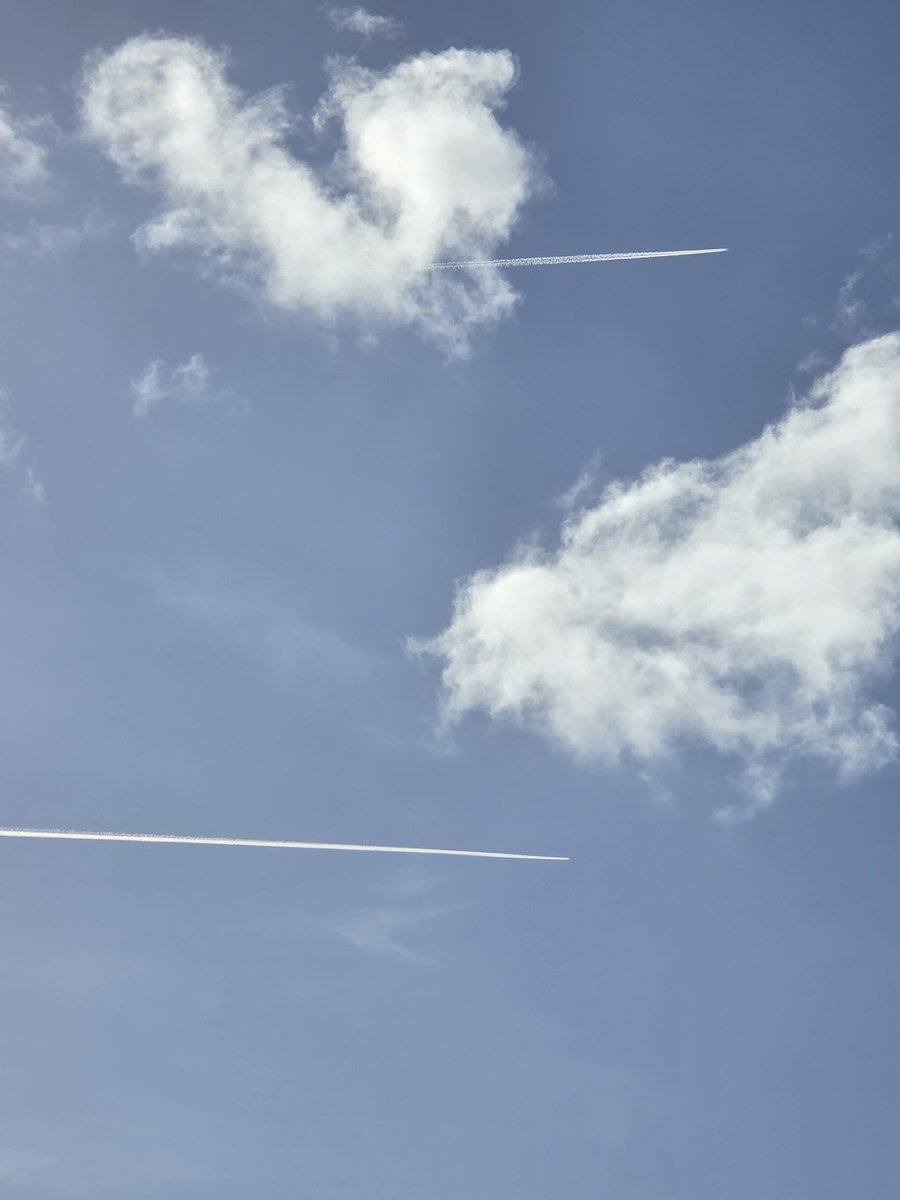 roan226's tweet photo. Even... at this  time of year, there are almost more, airplane trails than clouds in the sky... " Easter Time"!! https://t.co/Rvm7YnPTXi