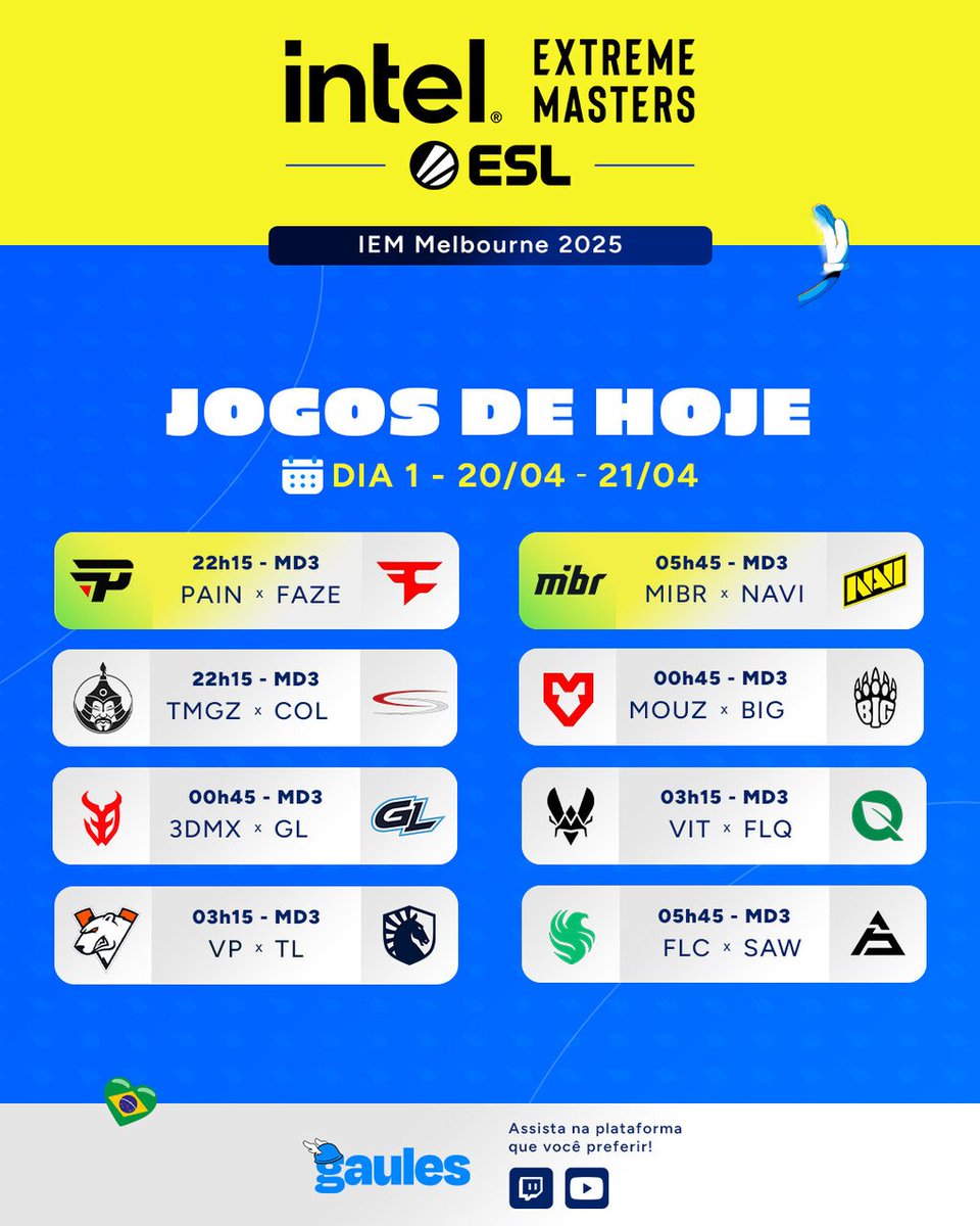 Gaules's tweet image. Jogos de hoje/amanhã da IEM, Tribo!
