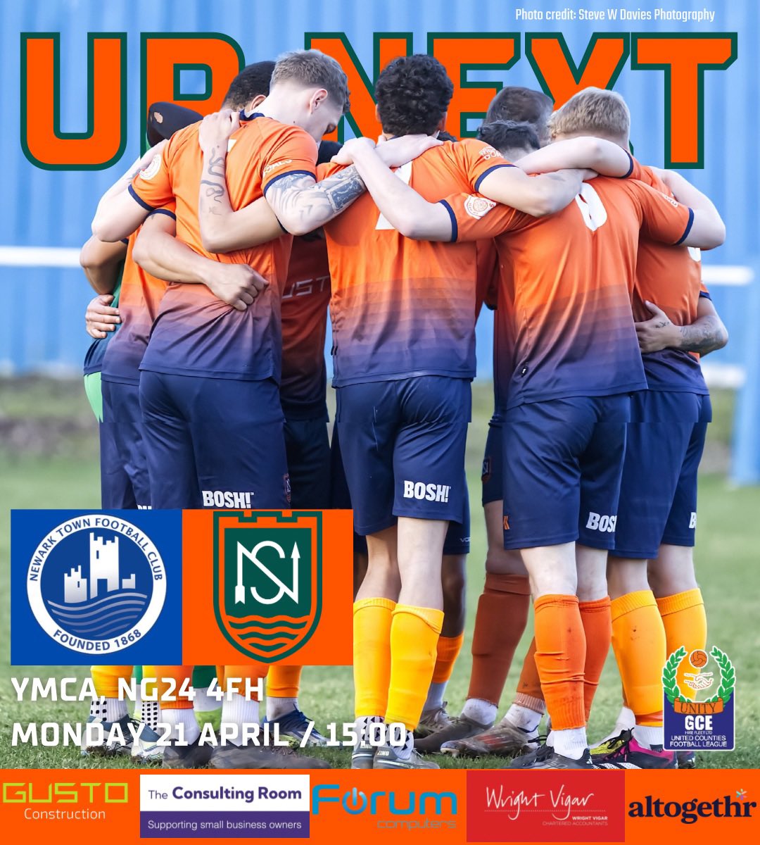🟠 | 𝐔𝐏 𝐍𝐄𝐗𝐓

Final League game of the season!

🆚 <a href="/NewarkTownFC/">Newark Town FC</a> 
📅 Monday 21st April
⏰ 3pm
🏟️ YMCA, NG24 4FH
🏆 <a href="/utdcos/">UCL</a> Premier North
🎟 £6 / £4 / £2 / U16s Free