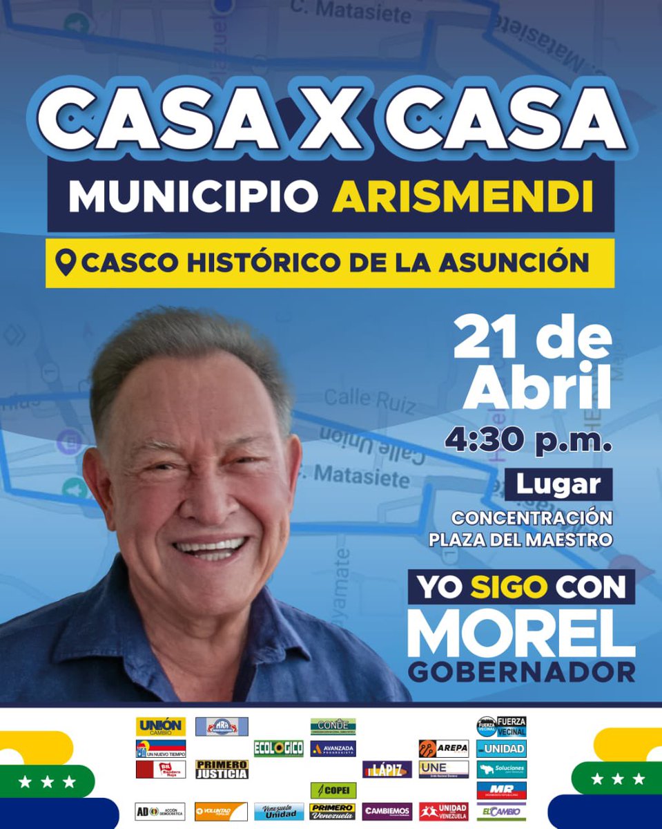 marcvilla's tweet photo. La fuerza de la unidad toma el casco central de la ciudad capital, para reafirmar con la gente el compromiso que tenemos con el progreso del estado de la mano de @MorelRodriguezA 
Allí están los hechos con Morel Nueva Esparta avanza 
#YoSigoConMorel
#NuevaEspartaEnBuenasManos https://t.co/9sFSptv9p5