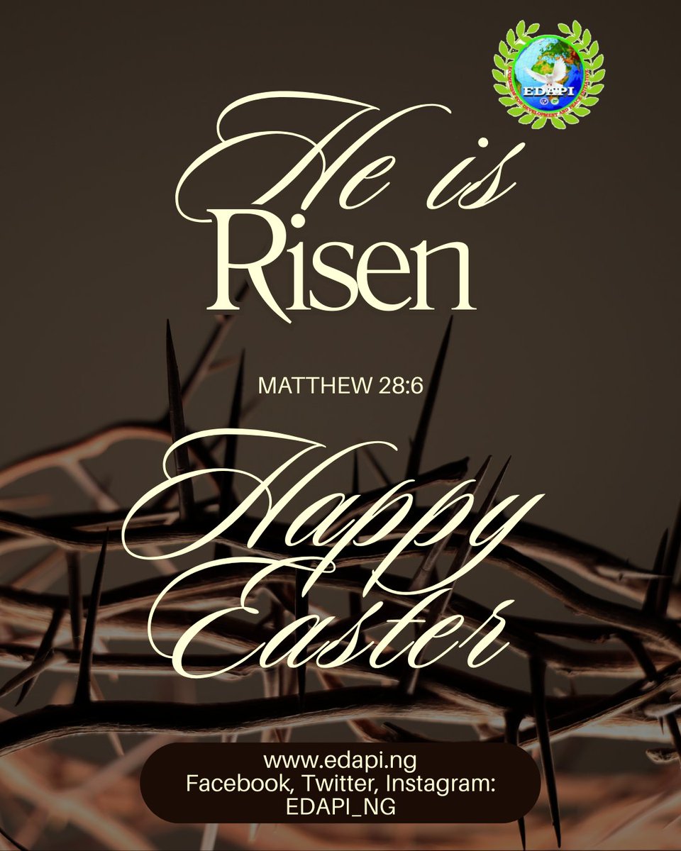 Edapi_ng's tweet photo. Happy Easter to you all. Christ's death and resurrection signifies compassion on man. At EDAPI, we are dedicated to touching our world with compassion. You can also join us.@GlobalPeace @OfficialNBCHQ  @aacc @dr_israelakanji @actalli https://t.co/qVoW1KbR7D