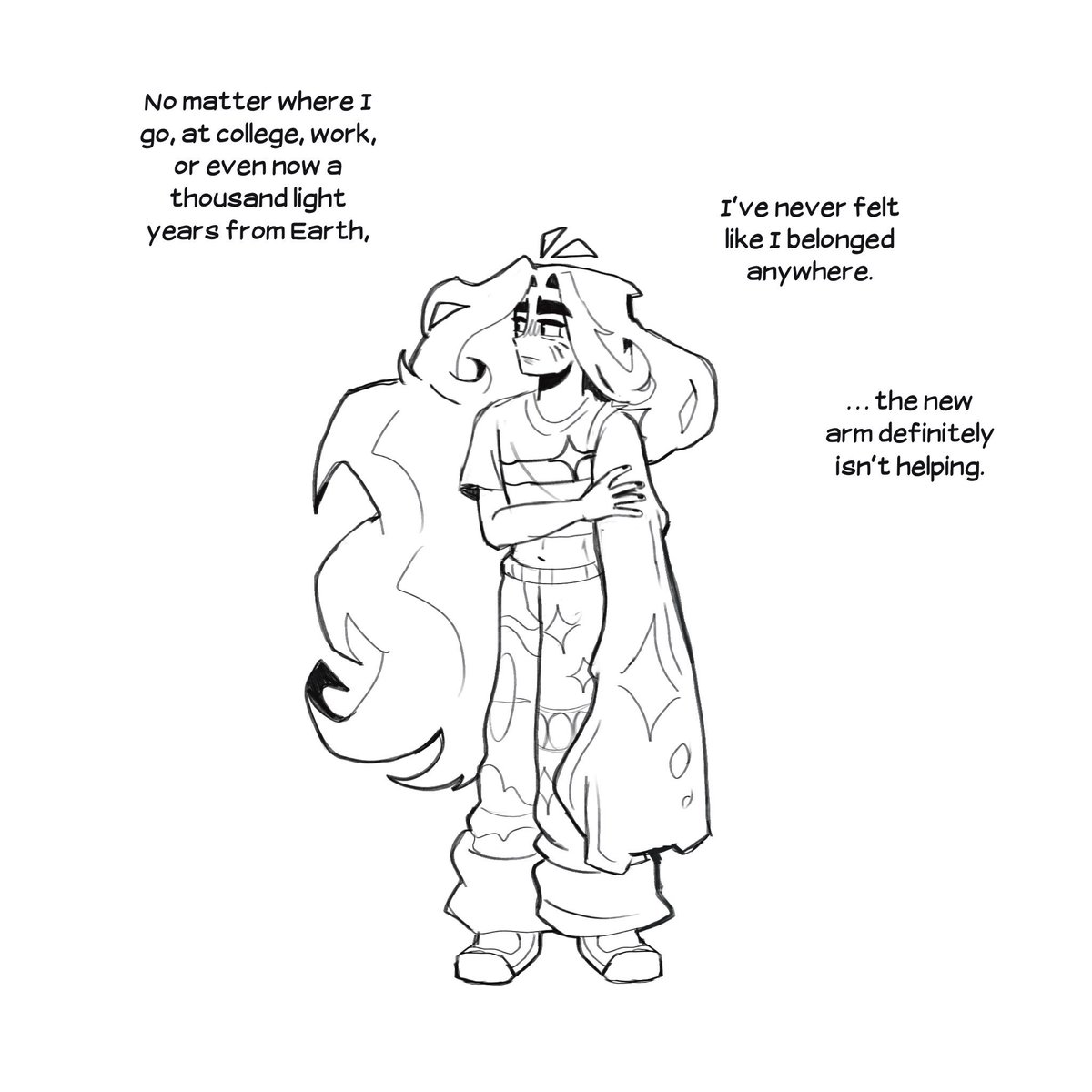 Arribaamoeba's tweet image. [OC]Some exploration on Corette’s arm mutation. She isn’t the biggest fan of it at first.