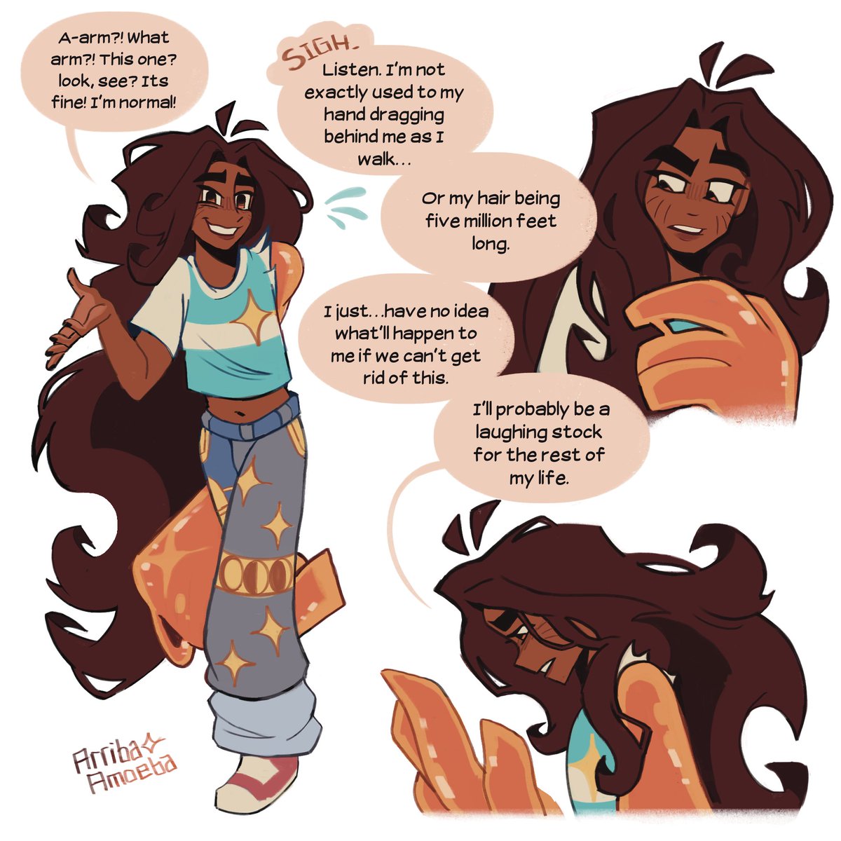 Arribaamoeba's tweet image. [OC]Some exploration on Corette’s arm mutation. She isn’t the biggest fan of it at first.