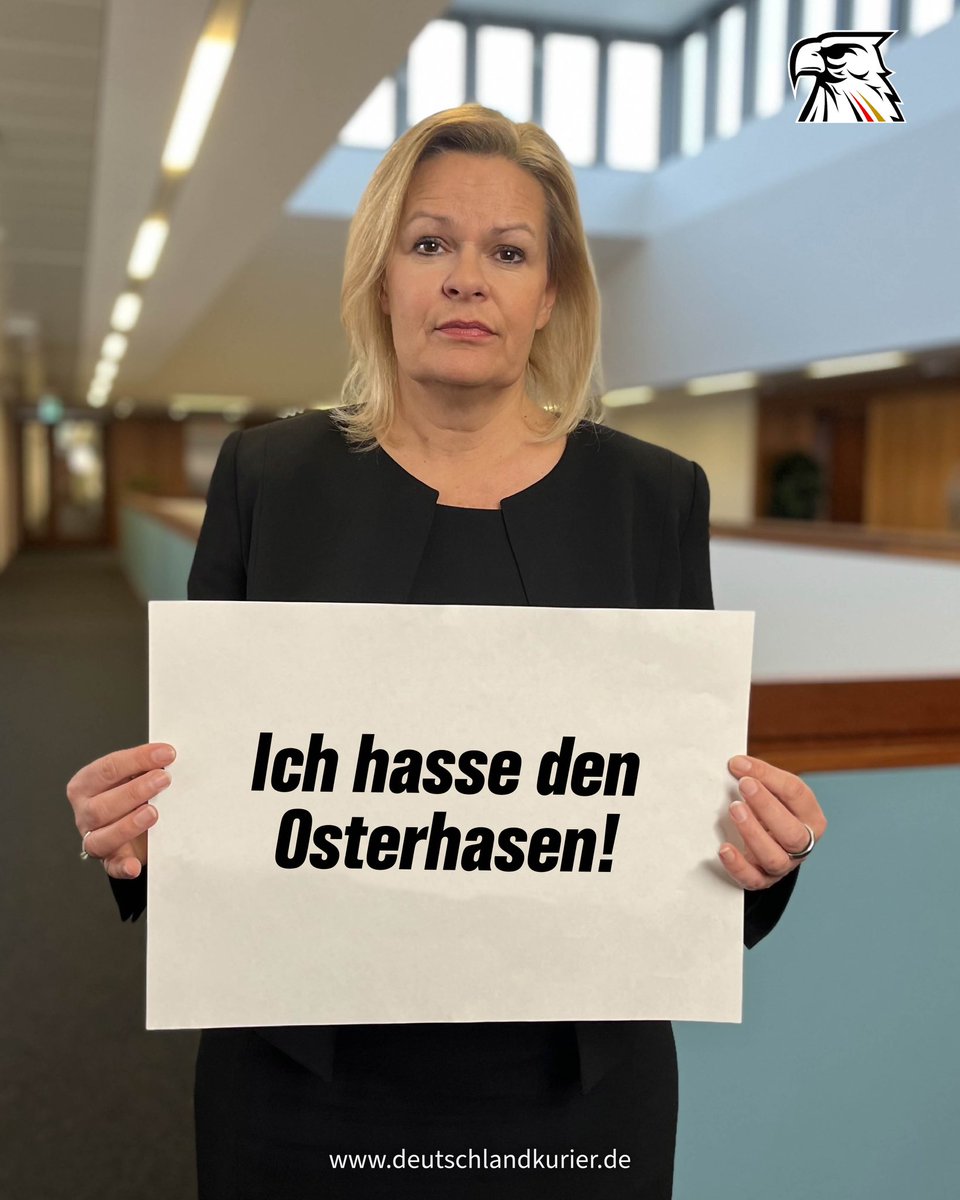 Deu_Kurier's tweet photo. #Faeser #Osterhase #Meinungsfreiheit #Istdasecht? 🐇🐰🐣🫣😉 https://t.co/LW8m9JMQzr