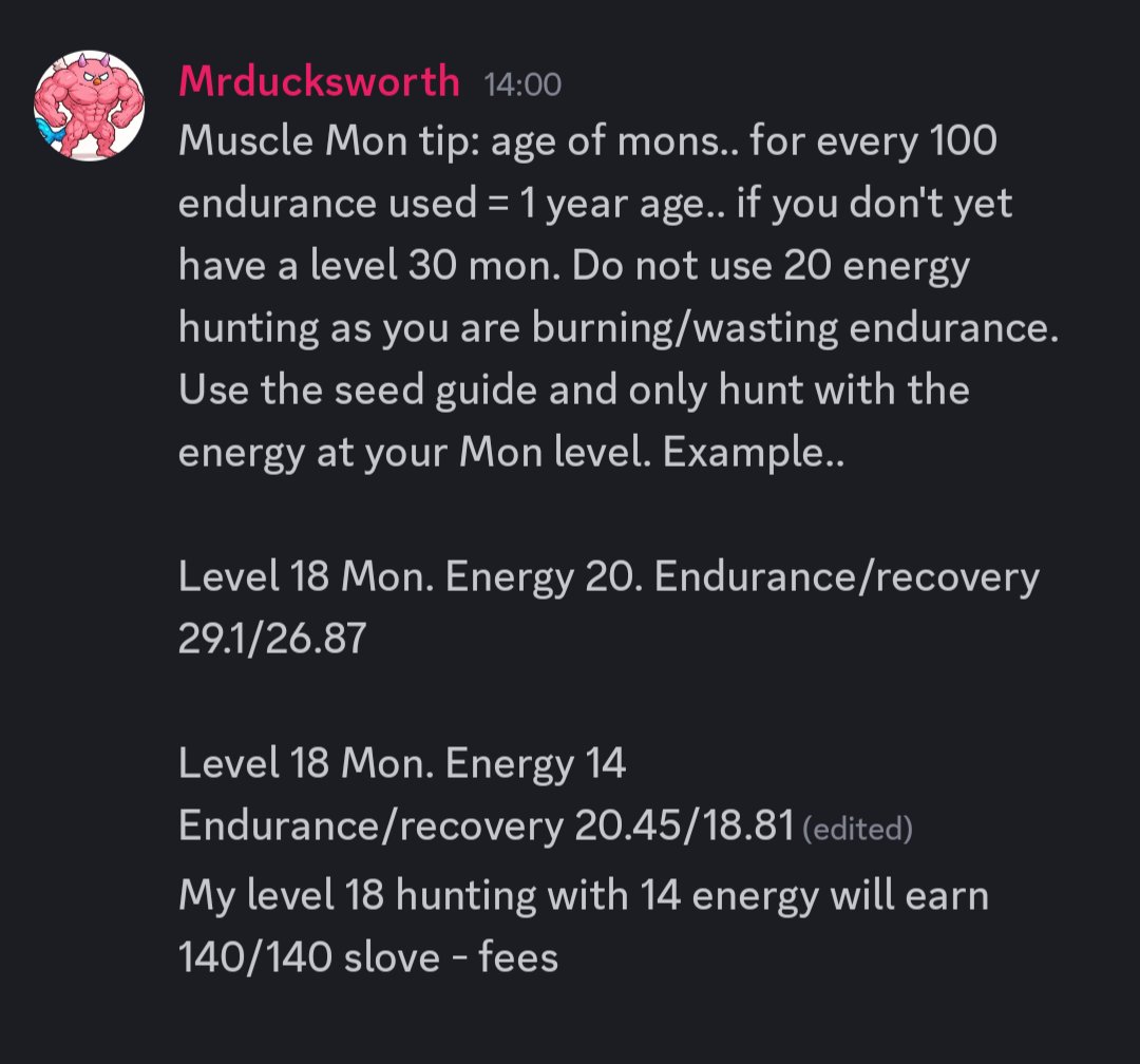 Paddy_onsol's tweet photo. This is based on someone from gen chat saying 1 year for every 100 endurance used. 

⚠️do not over hunt. Use seed guide and plan your energy / love cap⚠️ https://t.co/UgLwoTvSp4