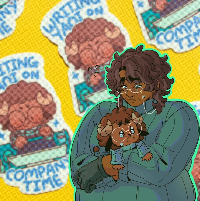 fun fact the little critters i use for sticker art are animal versions of my main ocs victor, hastur, and emil!!  