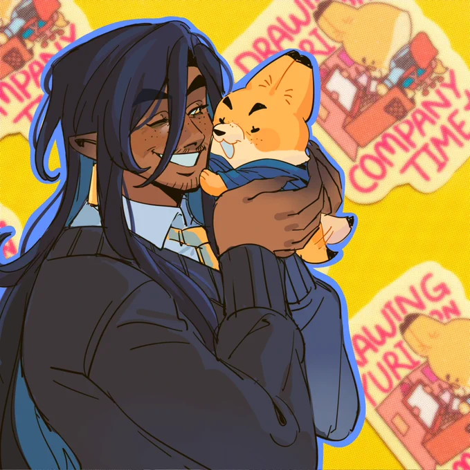 fun fact the little critters i use for sticker art are animal versions of my main ocs victor, hastur, and emil!!  