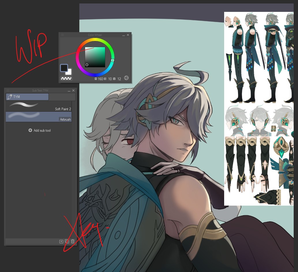 Vion_Frei's tweet photo. I was supposed to finish this sooner, but I'm still working at a snail's pace. Maybe switching from PS to CS wasn't the best idea? ~~'

#GenshinImpact #Kaveh #Alhaitham https://t.co/eOs65poG4b