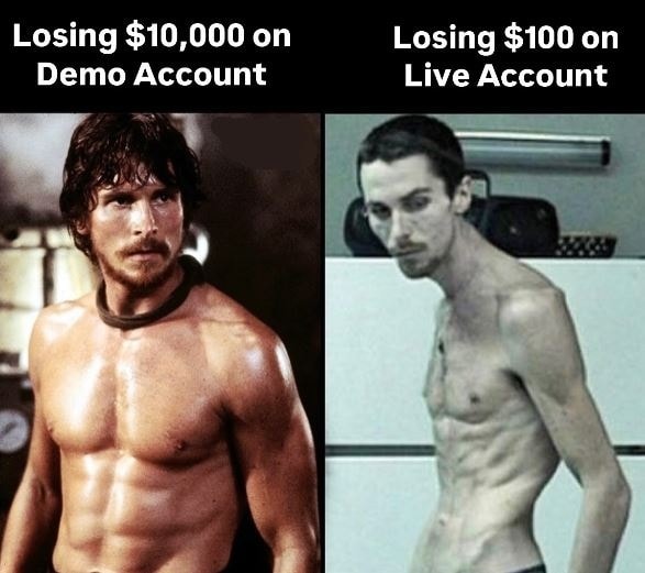 xznode's tweet photo. Losing $10,000 on Demo Account vs Losing $100 on Live Account.
#Trading #DemoAccount #LiveAccount #Investing https://t.co/v98yuw0VIj