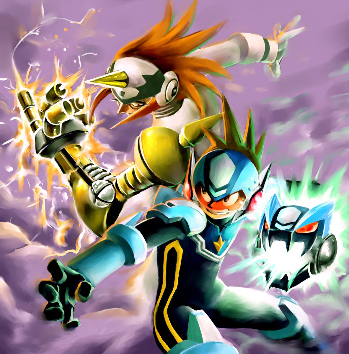 流星のロックマンのイラストをアップするようになってから、海外の方にもフォローしていただけるようになって本当に嬉しいです🌍✨
この絵は連載当時、扉絵用に描いたもの。
僕の大好きな厚塗り風で仕上げた、思い入れの強い一枚です🔥

#流星のロックマン #MegaManStarForce #Rockman