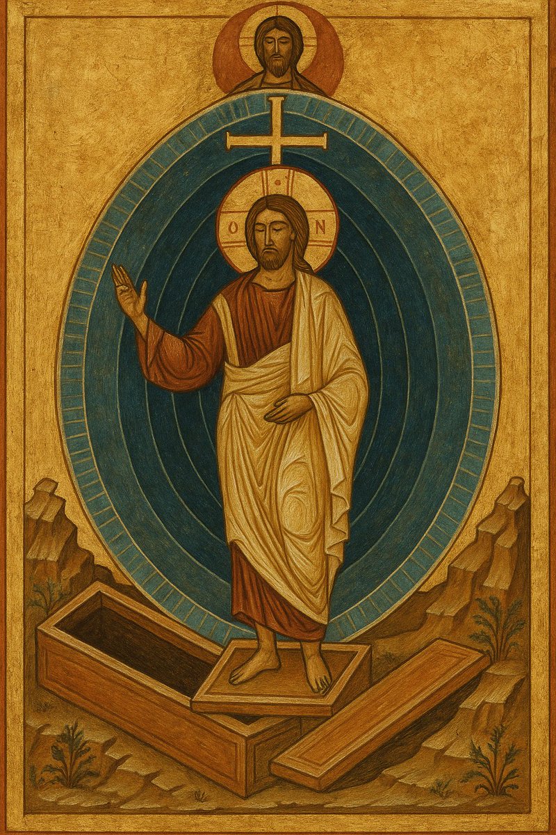 gnoselibertaria's tweet photo. A ressurreição de Cristo não é um milagre externo, mas a metáfora suprema da libertação da consciência. O homem, morto “em seus pecados” — isto é, alienado da Fonte — renasce ao deslocar seu centro de identidade do ego carnal ao Eu imortal. Cristo é o Logos interior: a ponte entre a alma inferior (personalidade) e a Tríade superior (Atma-Buddhi-Manas).

Na gnose valentiana, o corpo que ressuscita não é o físico, mas o espiritual (soma pneumatikon) — fruto da integração entre verdade e essência. A cruz representa os quatro corpos inferiores (físico, etérico, astral e mental concreto); o túmulo vazio, a superação da limitação. “Pecado” não é infração moral, mas ignorância do Ser. E “salvação” é relembrar a origem divina.

A crucificação simboliza a morte do ego identitário; a ressurreição, o despertar da centelha. O Cristo ressuscitado é a consciência integrada — que venceu o tempo, a narrativa e a prisão do mundo-mentira. Ressuscitar é elevar-se à condição ontológica livre, fundida com o Logos vivo. O Eu inferior morre; o Ser verdadeiro emerge. 

#FelizPascoa #Cristo #Ressurreição #ressurection
