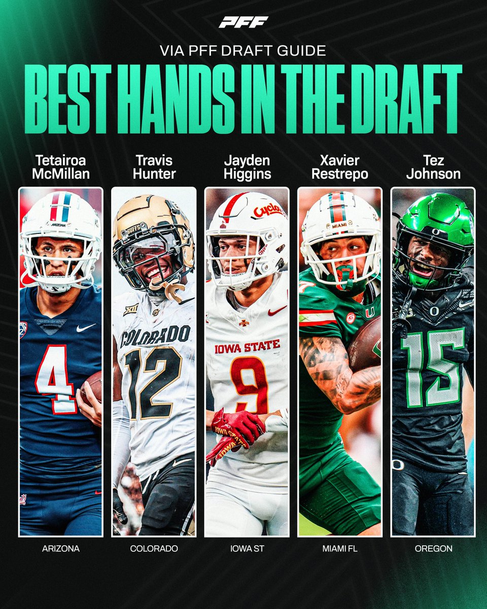 Wide Receivers with the Best Hands in the 2025 NFL Draft🙌

🔗: pff.com/draft/guide
