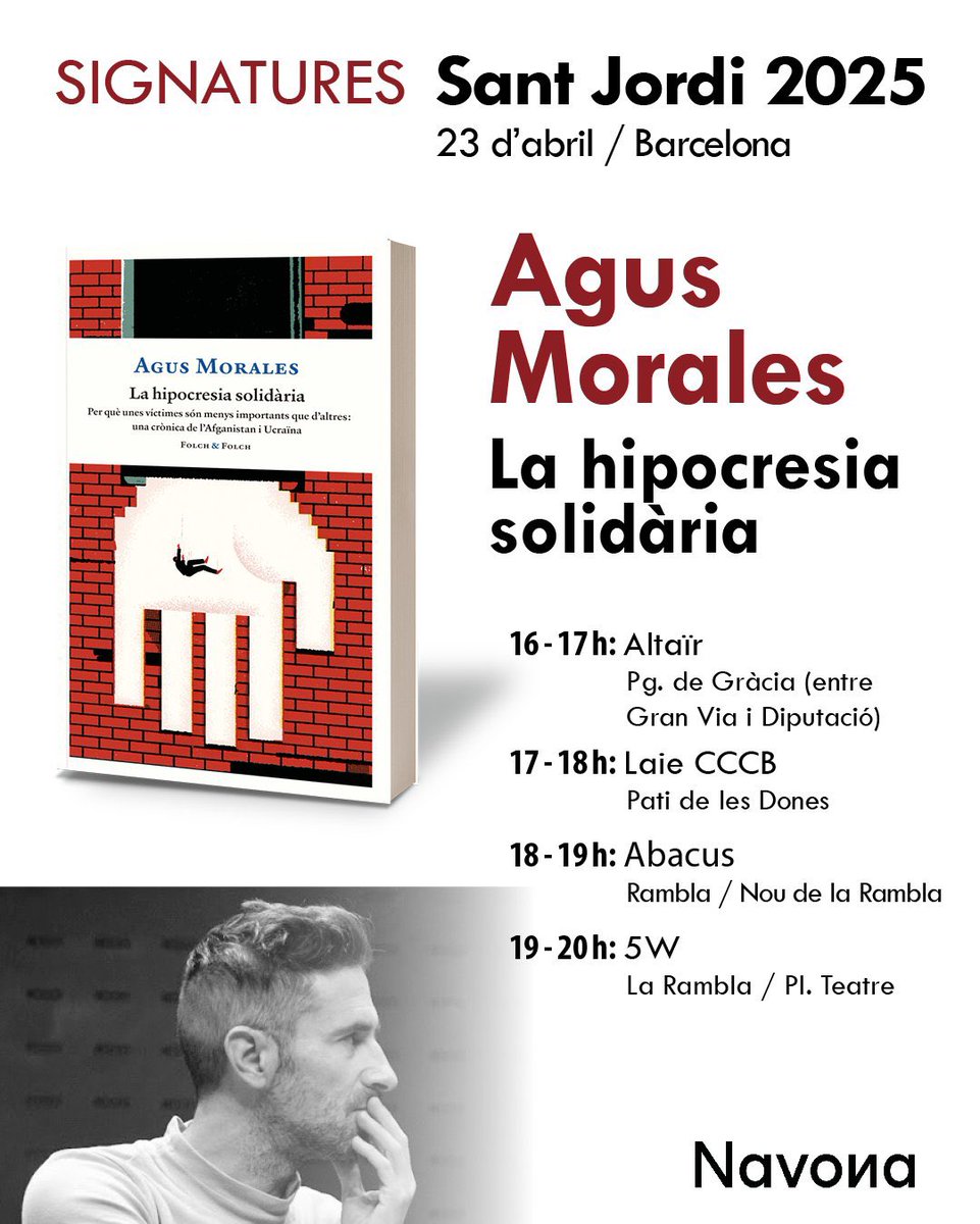 Horario de firmas. ¿Os venís a saludar?

Arriba Sant Jordi! Us hi espero, serà un dia bonic.