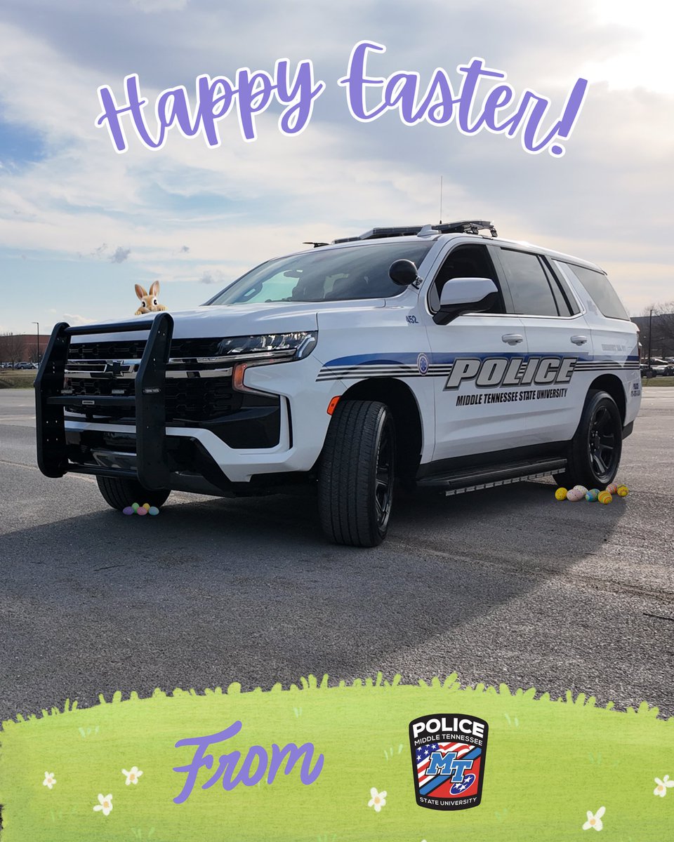 Wishing your family a safe and happy Easter! 🐰🐣 🪺
.
.
.
#MTSU #MTSUPD #Easter