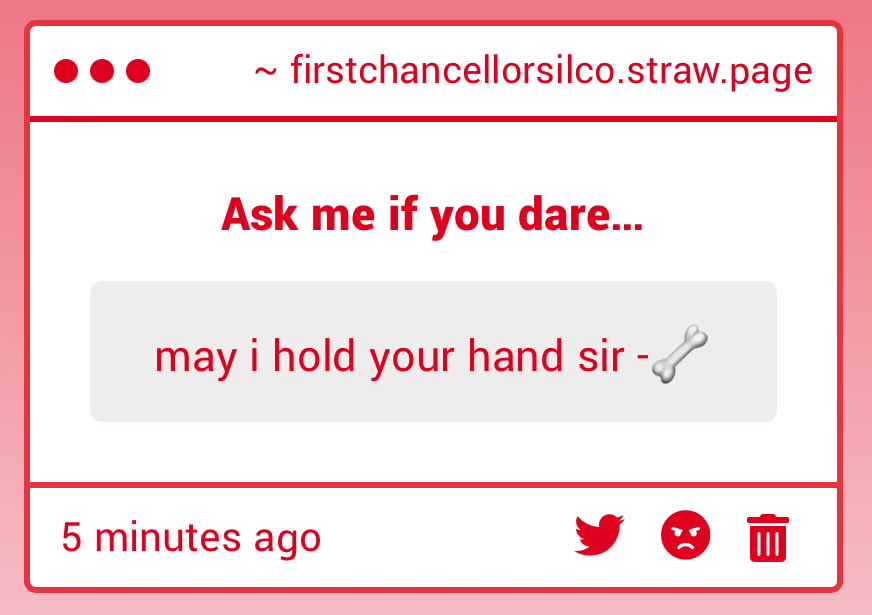 ChancellorSilco's tweet photo. The https://t.co/98Ae520FPW has yielded a ‘gimmick’. The things Jinx makes me do…

Dear Anonymous Zaunite,

I reserve handholding in courtship or for more intimate relations. 

Outside of those then for my beloved daughter. 

S. https://t.co/Kz6UOGAjn5