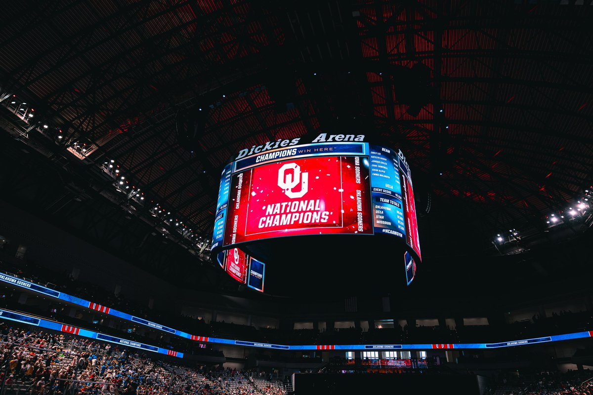 SEC's tweet photo. Good morning, champs! ☝️

@OU_WGymnastics x @NCAA_Gymnastics https://t.co/pAaEXR12SS