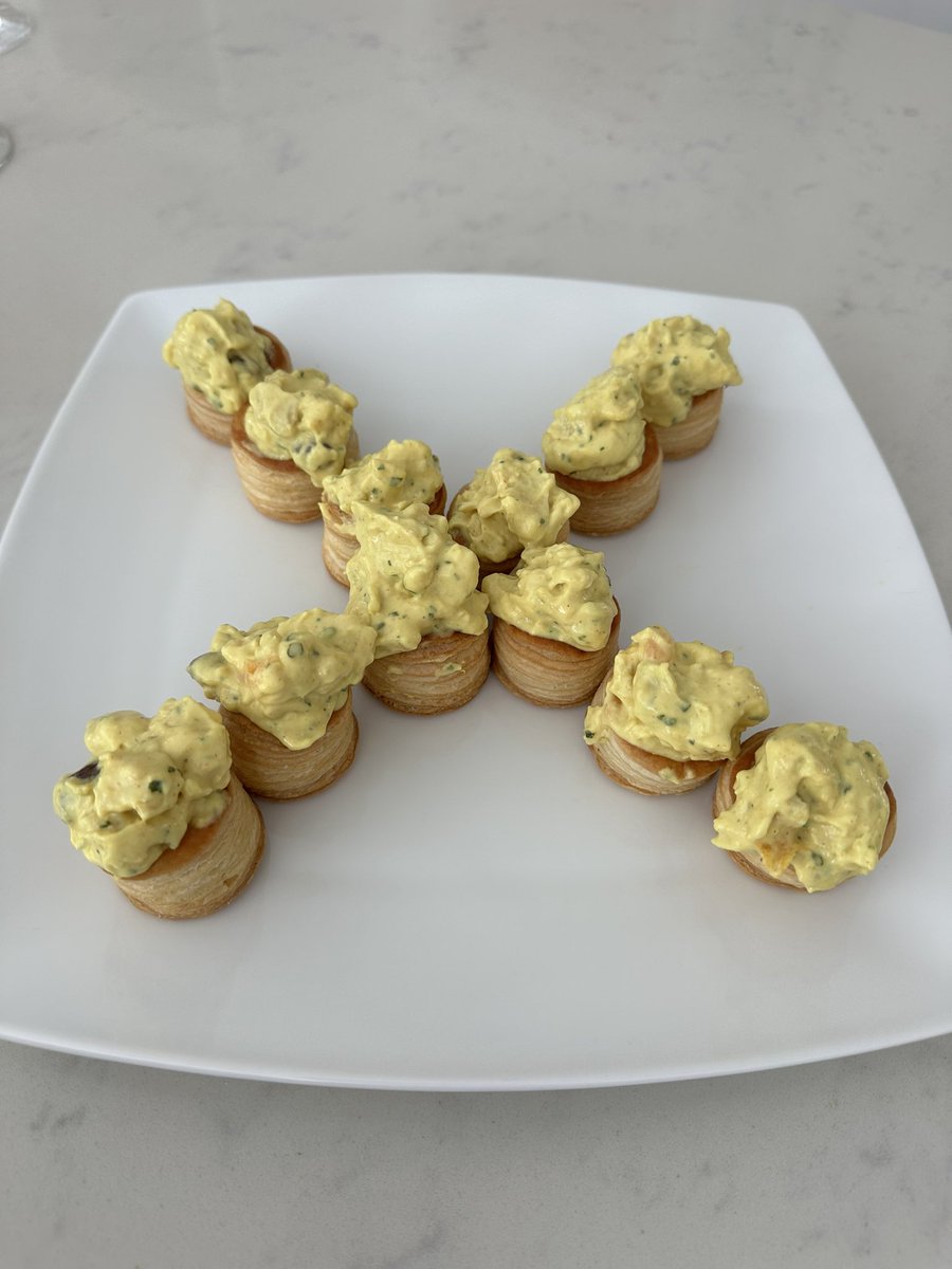 Miles_Lewis_'s tweet photo. Daughter thinks X is cool, so she made Coronation Chicken nibbles… 🤣🤣 @X https://t.co/EReiI1mraF