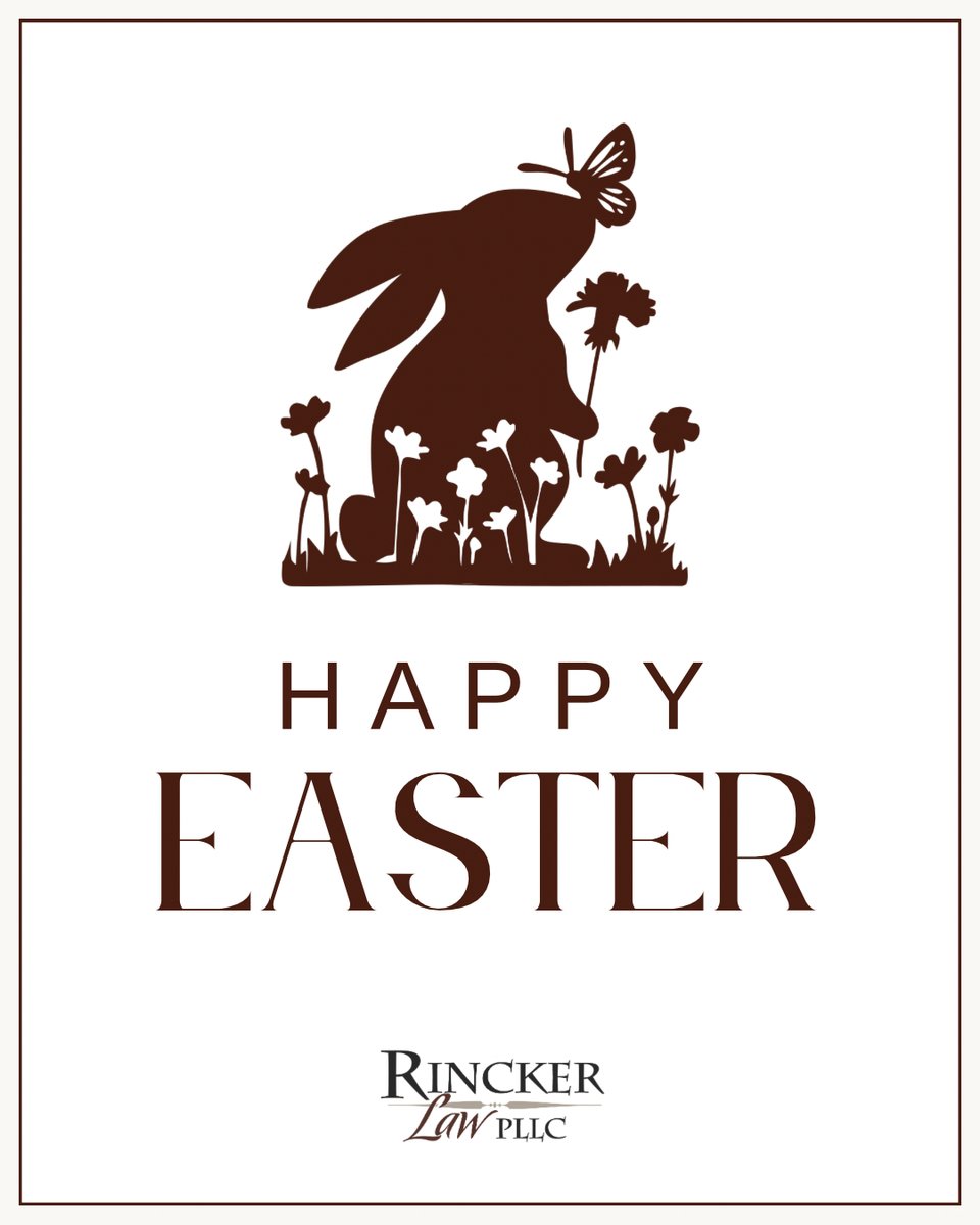 RinckerLaw's tweet image. Wishing you a joyful and peaceful Easter from all of us at Rincker Law! 🐣🌷

May this season bring renewal, hope, and time well spent with the ones you love. ✨💐🐇

#HappyEaster #RinckerLaw #SpringJoy #EasterWishes