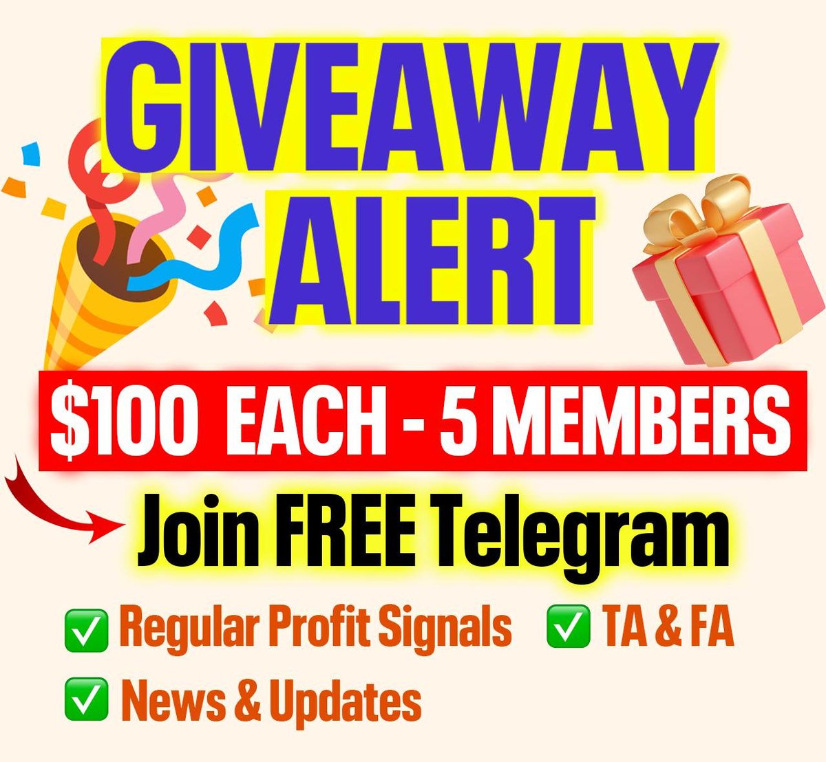 🎉 BIG GIVEAWAY ALERT 🎉
🎁 Win $100 Each – 5 winners, Total $500

HOW TO ENTER?
1️⃣ Follow us
2️⃣ Like ❤️ + Repost 🔁 + Tag your fav influencers
3️⃣ Join Free Telegram ( 👇🏼First link in comment )

💥BONUS 💥
Join Premium = Double Entry

❤️Don’t miss out – Let’s Win Together!❤️