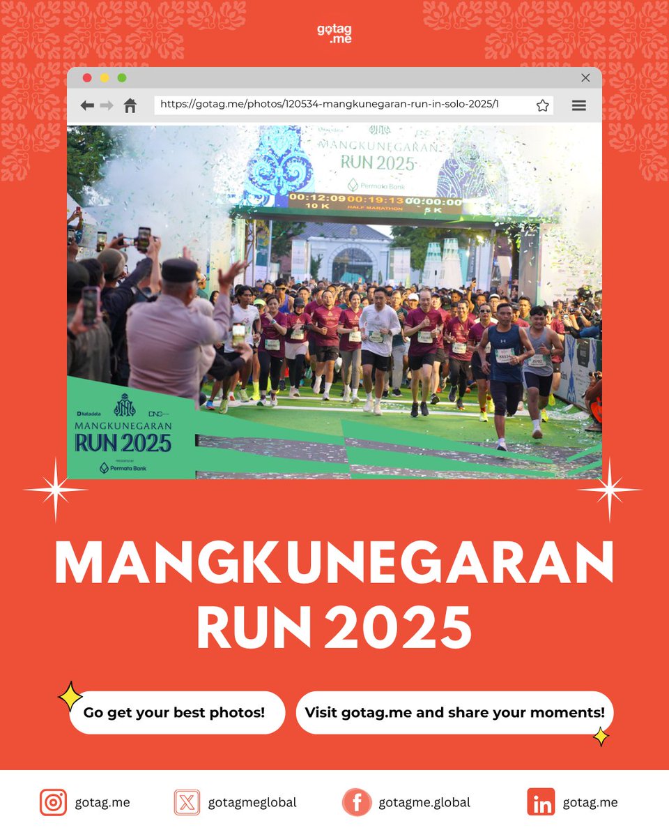gotagmeglobal's tweet photo. Sugeng rawuh wonten Solo, kanca pelari!✨

Semangat @mangkunegaran_run pada 19 April 2025 kembali mengalir hangat dan penuh energi. Tahun ini, gegap gempita terasa lebih meriah, jumlah peserta meningkat tajam dibandingkan tahun sebelumnya. https://t.co/pzrTqUvzso