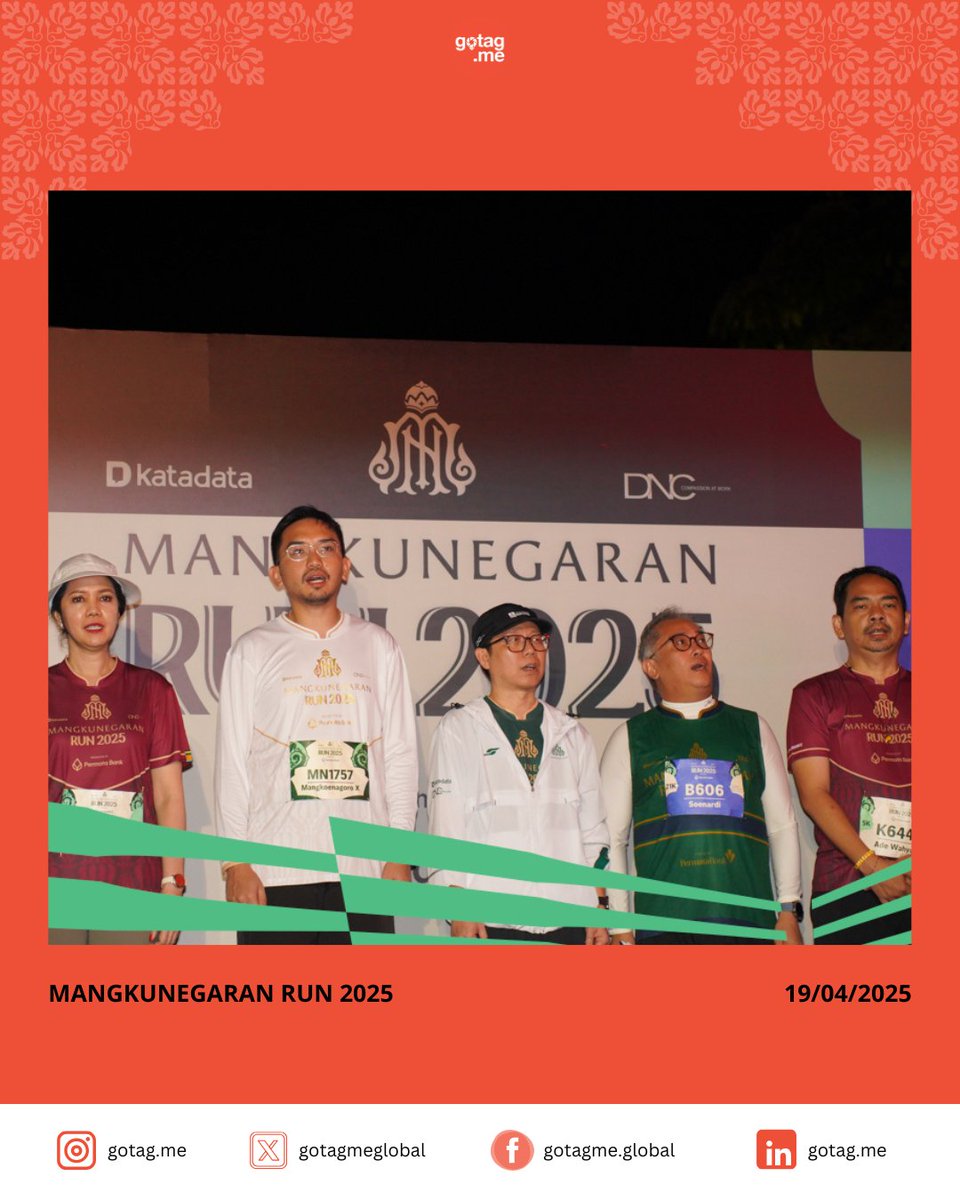 gotagmeglobal's tweet photo. Sugeng rawuh wonten Solo, kanca pelari!✨

Semangat @mangkunegaran_run pada 19 April 2025 kembali mengalir hangat dan penuh energi. Tahun ini, gegap gempita terasa lebih meriah, jumlah peserta meningkat tajam dibandingkan tahun sebelumnya. https://t.co/pzrTqUvzso