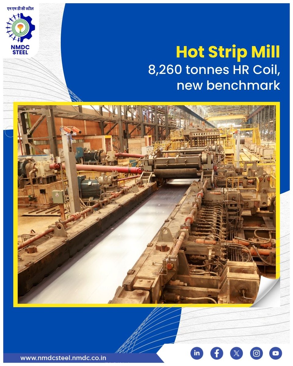 NMDCSteelLtd's tweet photo. #NMDCSteel has emerged as a rising force in its first year, achieving remarkable output in #liquidsteel and HR coil production. With advanced efficiency and a strong strategy, it’s setting new industry benchmarks and shaping the future of India’s #steelsector.
#HRCoil https://t.co/JPcnOWYY33