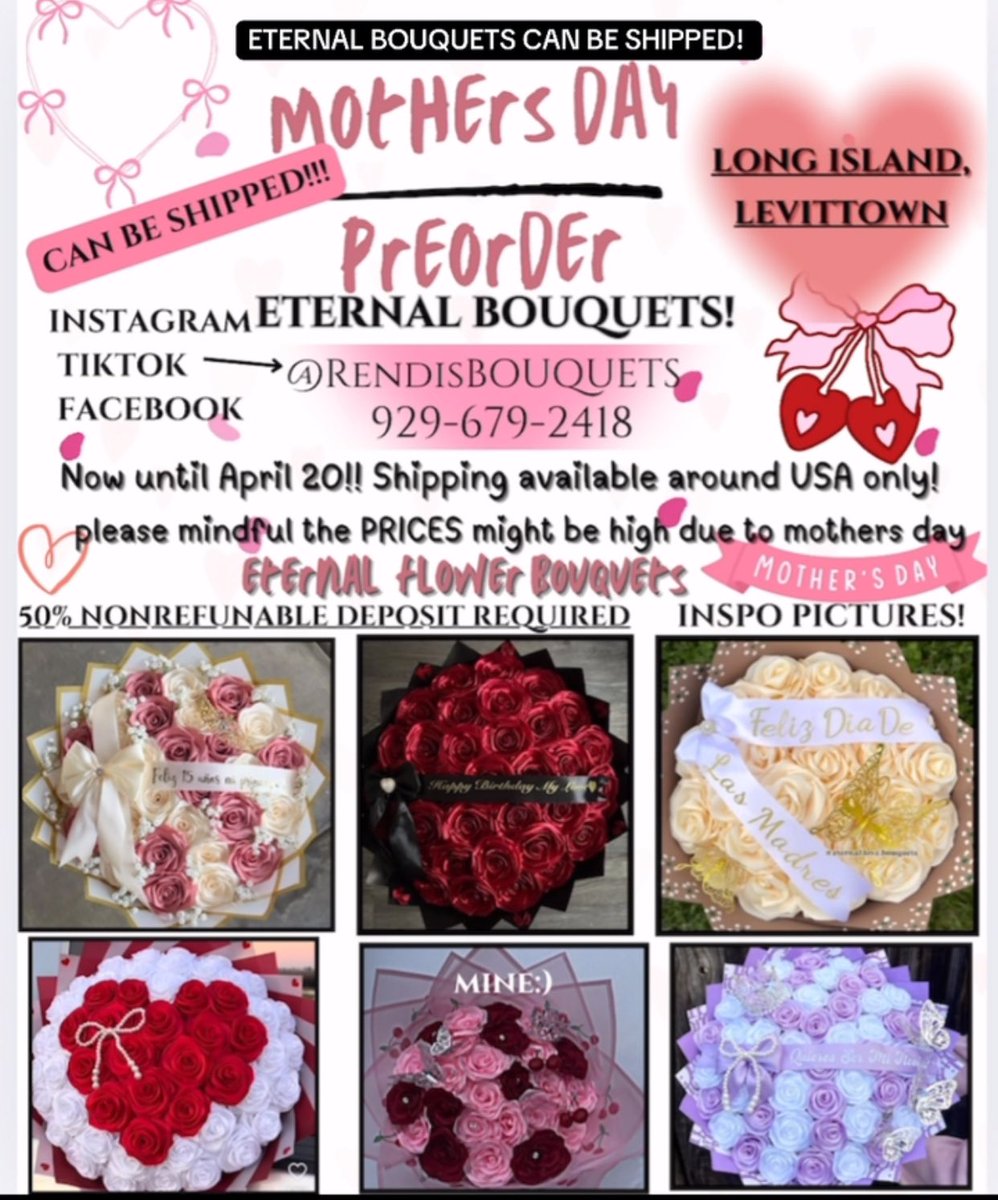 RendisBouquets's tweet photo. LAST DAY FOR MOTHERS DAY  ETERNAL BOUQUETS!! shipping available!  First to message me gets free shipping! atleast one order guyss😭 #fyp #MothersDay #foryou #explore #bouquet #ramos #florist #viral https://t.co/JvXEsvHBOy