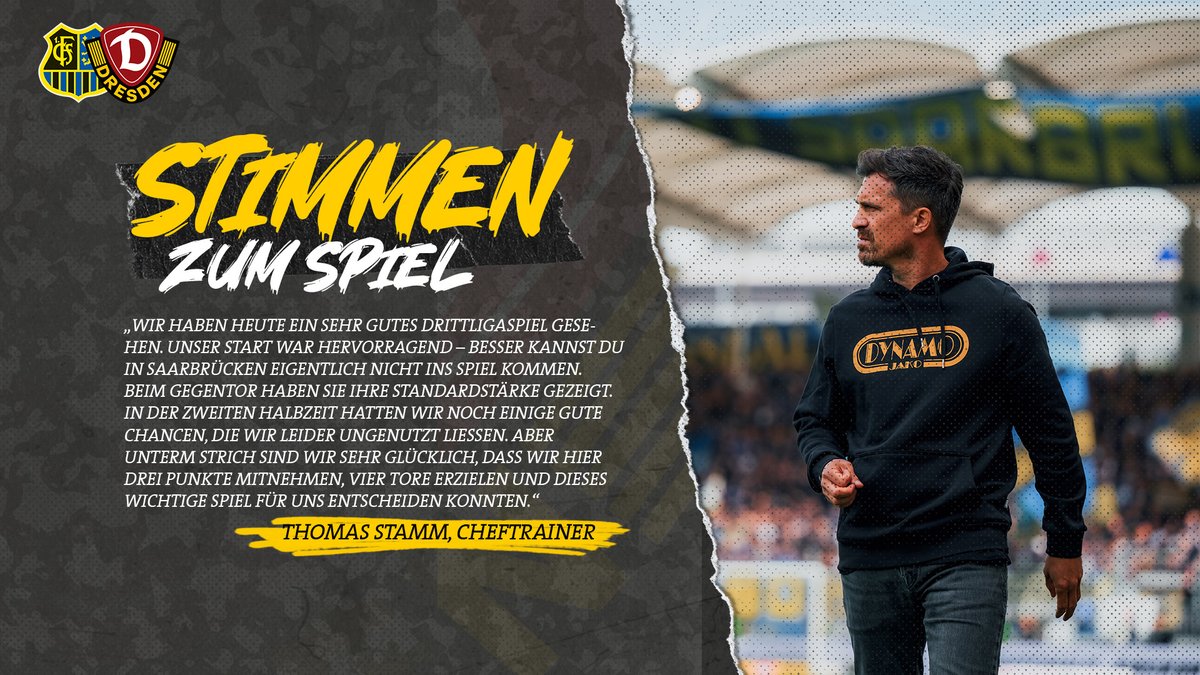 DynamoDresden's tweet photo. Thomas #Stamm nach #FCSSGD: "Unser Start war hervorragend - besser kannst du in Saarbrücken eigentlich nicht ins Spiel kommen." 🗣 #sgd1953 https://t.co/vphYgyTGey