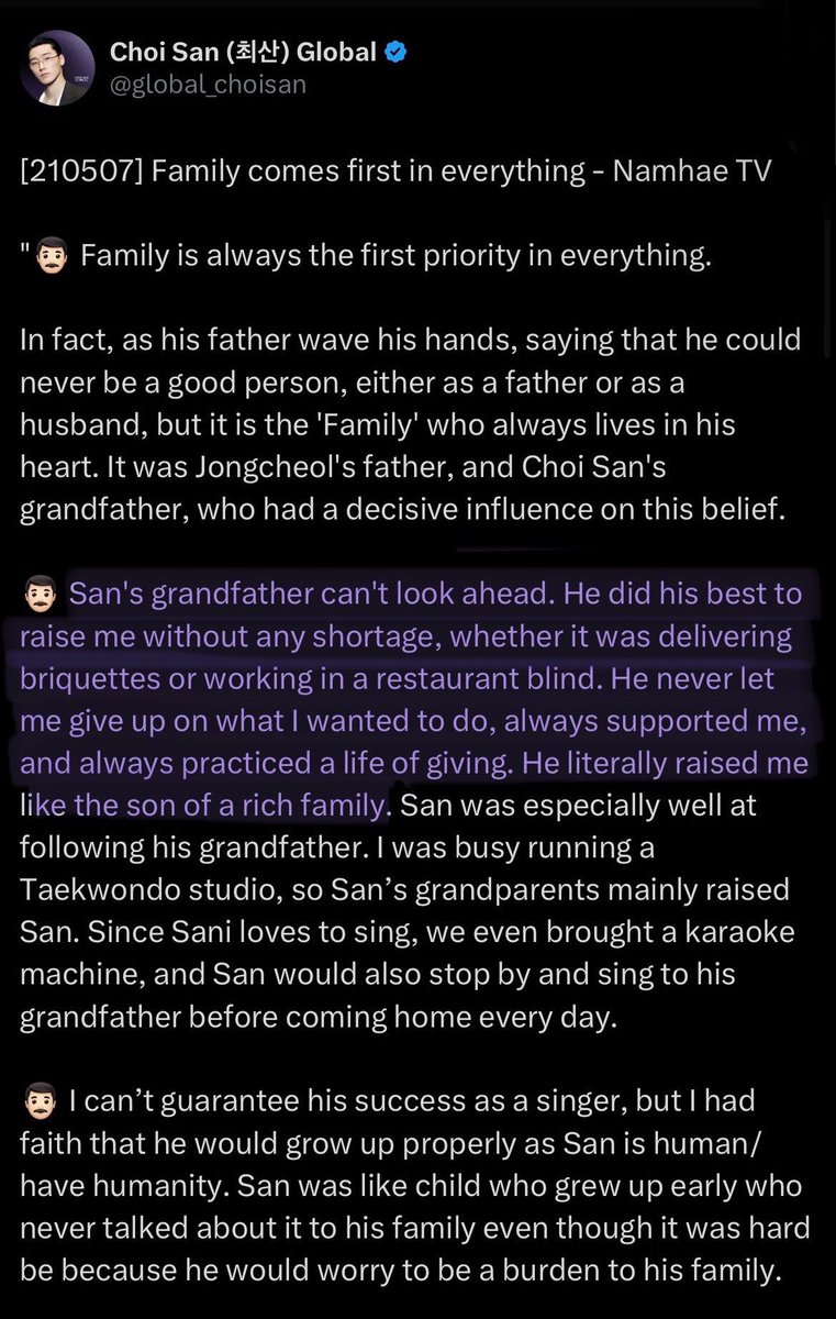 ppuddeoki's tweet photo. To add to this, San’s granddad was visually impaired/blind as well. San’s said in the past that his dad has brought a few of his disabled athletes to their concerts &amp; seeing them happy after has motivated him to do better cos it could be someone’s first/last time seeing them 🥹 https://t.co/rgR0H4ydUw