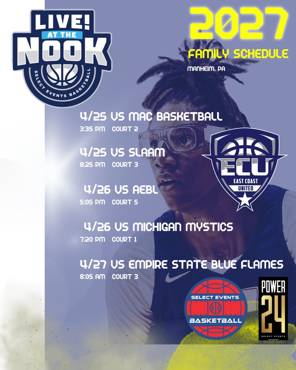 Asiana McCreary (@asi_mccreary) on Twitter photo Looking forward to Live at the Nook <a href="/NookBasketball/">SpookyNookBasketball</a> April 25th - 27th! 2027 ECU Power 24 schedule below. <a href="/ECunitedbball/">eastcoastunited</a> <a href="/PGHFlorida/">Prep Girls Hoops Florida</a> <a href="/SelectEventsBB/">Select Events Basketball</a> <a href="/EJMurray8/">EJ Murray</a> Looking forward to Live at the Nook <a href="/NookBasketball/">SpookyNookBasketball</a> April 25th - 27th! 2027 ECU Power 24 schedule below. <a href="/ECunitedbball/">eastcoastunited</a> <a href="/PGHFlorida/">Prep Girls Hoops Florida</a> <a href="/SelectEventsBB/">Select Events Basketball</a> <a href="/EJMurray8/">EJ Murray</a>