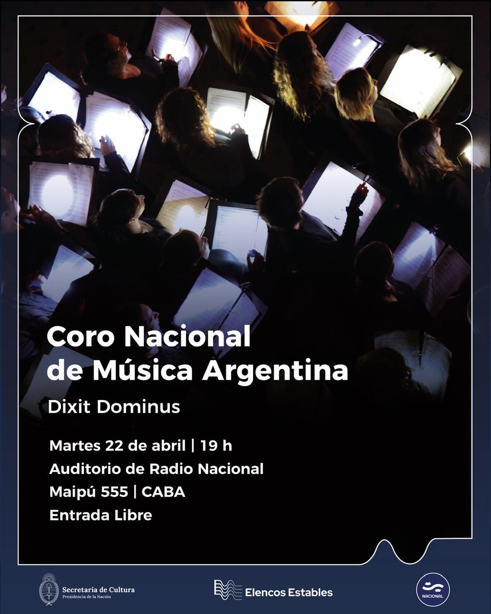 armangarri's tweet photo. @armangarri El 22 de abril,  voy a dirigir al Coro Nacional de Música Argentina.
Misa breve de F. Moruja.
Variantes Alpha et Omega, de E. Bértola.
Stabat Mater de E. Wilde.
Crux fidelis, A Balzanelli.
Quomodo sedet sola, J. Pahissa.
Hosanna, A. Ginastera. 

Los esperamos. https://t.co/wQkDKDwVoq