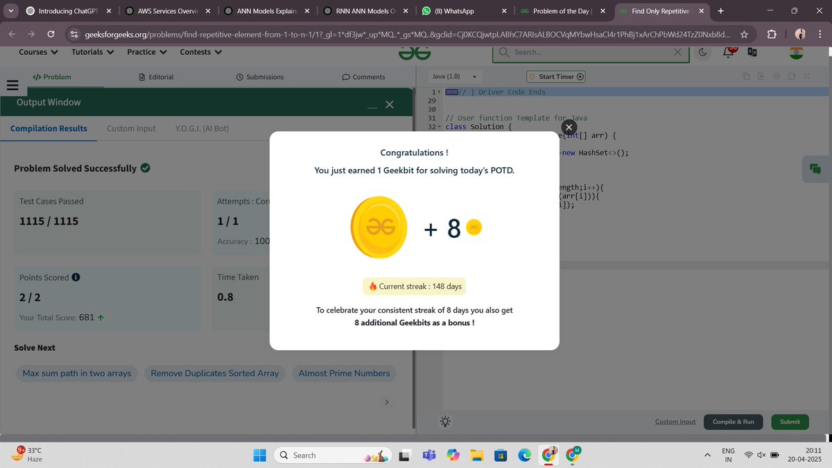 mamtasingh1089's tweet photo. Day 149/160: XOR Power Unleashed! ⚡Today's challenge: "Maximum XOR of Two Numbers in an Array"
@geeksforgeeks
#gfg160 with grit and grind. #Day149 #BitManipulation #TrieTech #DSAEveryday #GeekStreak2024 https://t.co/YkxA507Uxq