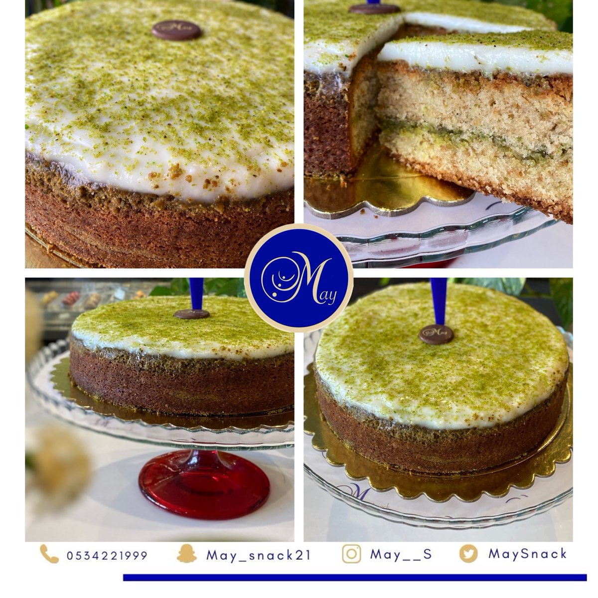 maySnack's tweet image. ✨كيكة الفستق بالمهلبيه✨