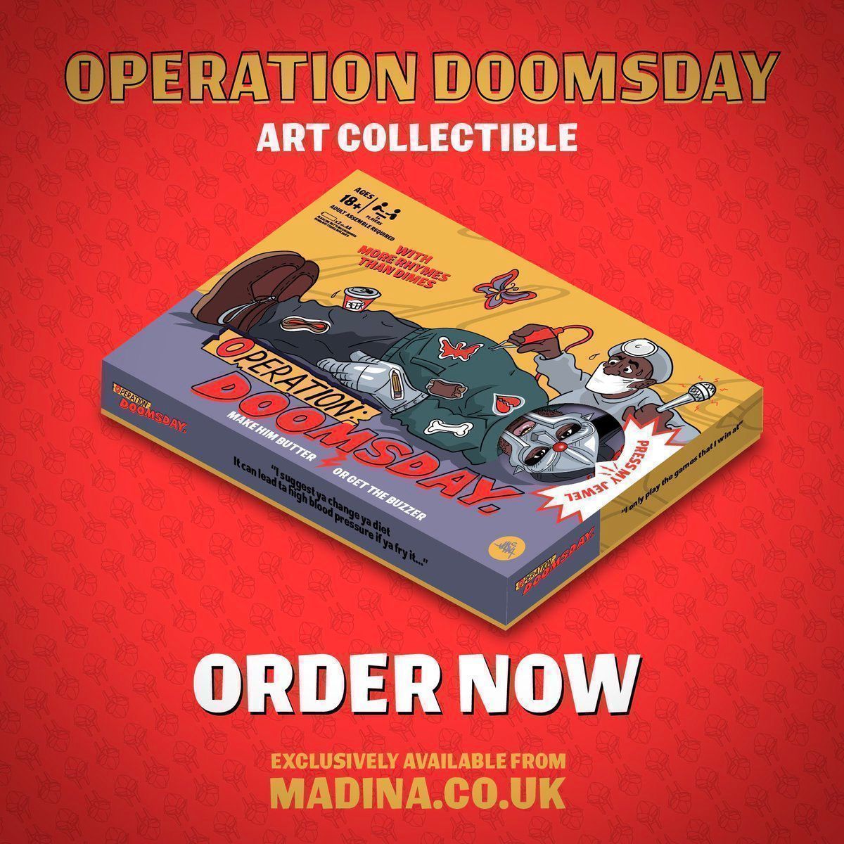 madina_design's tweet photo. NEW! The Operation Doomsday LIMITED EDITION Art Collectible Board Game. ORDER HERE https://t.co/z1Bby605cG
.
.
.
#mfdoom #operationdoomsday #mfdoomart #mfdoomforever #vaudeville #villain #kmd #madvillain #madvillainy #mmfood #viktorvaughn https://t.co/8zEg4cJoo6