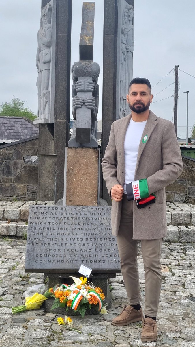 Honouring those who fought for Irish freedom. Their sacrifice inspires our solidarity with all struggles for justice ,in Ireland, Palestine &amp; beyond. This Easter, we remember. 🇮🇪✊🏽🇵🇸 #EasterRising #ThomasAshe
#UnitedIreland #Unity #Peace #Ireland #Irish