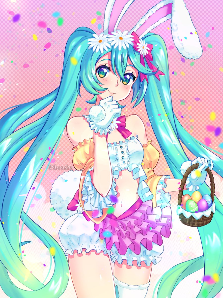 🐇💙 Miku says Happy Easter💛🌷
 ⦉ #初音ミク ⦊