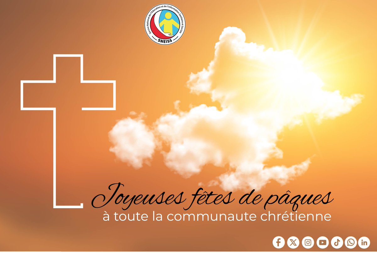 SNEISS Officiel (@sneipso) on Twitter photo ✝️ Joyeuses Pâques à la communauté chrétienne !
Le <a href="/SneipsO/">SNEISS Officiel</a> vous souhaite paix, santé et fraternité en cette fête de résurrection. Que la lumière de Pâques vous accompagne. #Pâques2025 #SNEISS #SantéPourTous #Fraternité #Espérance #MSAS #Kebetu ✝️ Joyeuses Pâques à la communauté chrétienne !
Le <a href="/SneipsO/">SNEISS Officiel</a> vous souhaite paix, santé et fraternité en cette fête de résurrection. Que la lumière de Pâques vous accompagne. #Pâques2025 #SNEISS #SantéPourTous #Fraternité #Espérance #MSAS #Kebetu