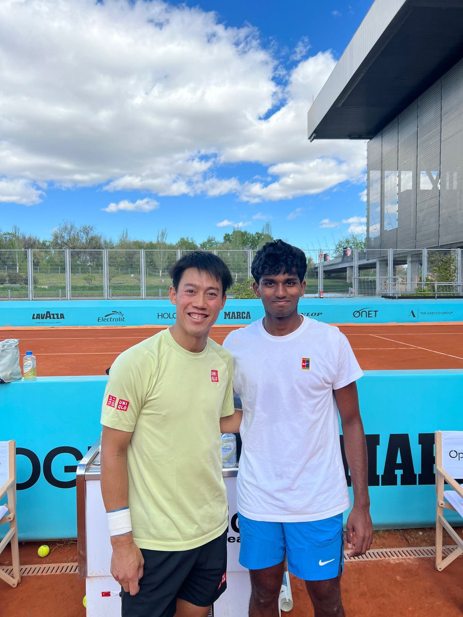 First practice at the <a href="/MutuaMadridOpen/">#MMOPEN</a> with <a href="/DhamneManas/">Manas Dhamne</a>