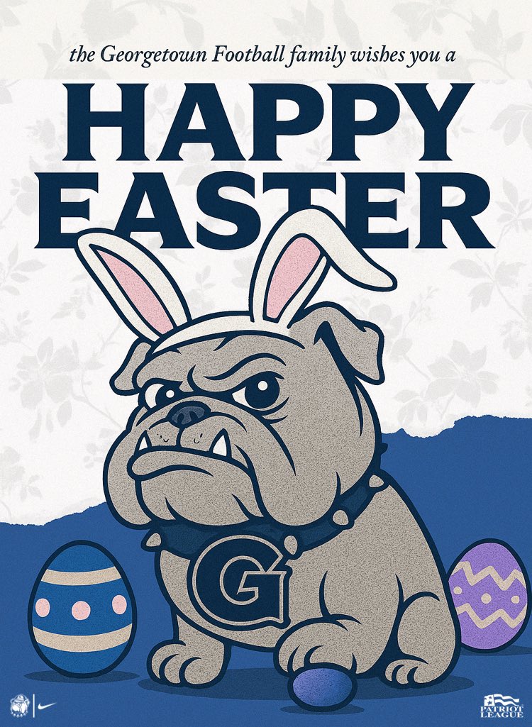 Happy Easter from our <a href="/HoyasFB/">Georgetown Football</a> family to your! 🐶 🦴 🐣