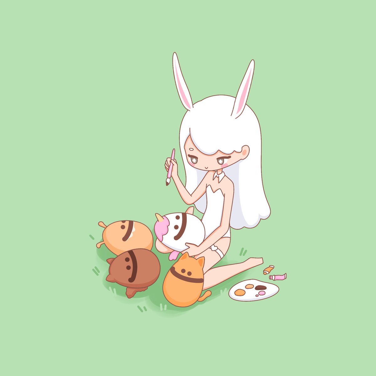 sendkika's tweet image. cuteness overload this easter! 🐰🤍🥚